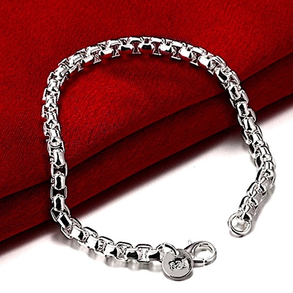 Sterling Silver Box Chain Necklace Bracelet Matching Set - Picture 3 of 6